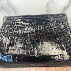 Nancy Gonzales crocodile clutch black.